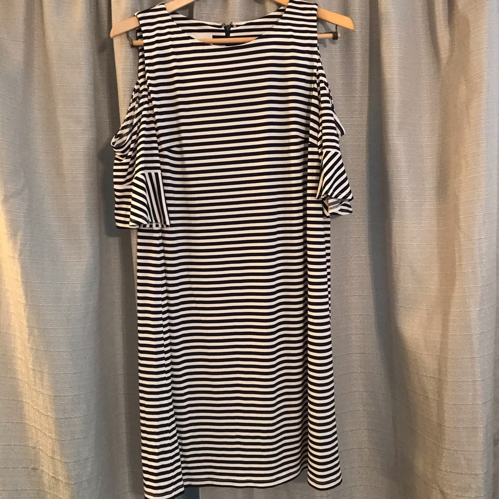 NWOT, Donna Morgan, dress, size 14, rayon, stripe